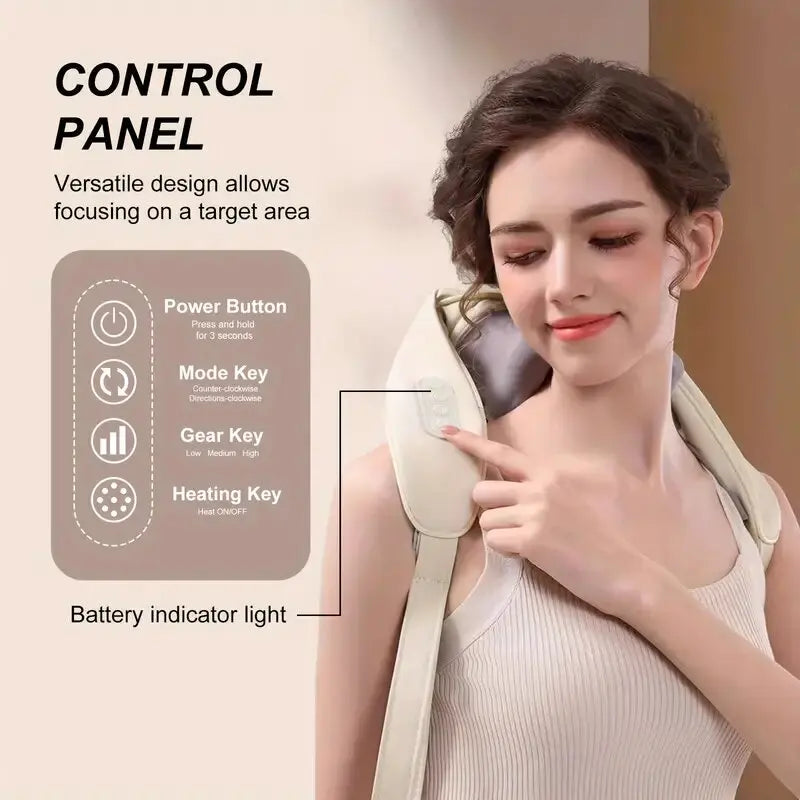 Neck and Shoulder Heating Massage Shawl with 6D Kneading